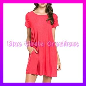 Mittoshop Coral T-Shirt Dress Short Sleeves with Pockets NWT Size XL